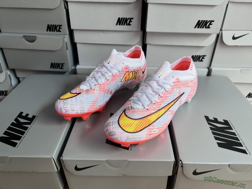 Unisex Nike Air Zoom Mercurial Vapor 15 Elite FG Firm Ground Low-Tops Football Boots - White/Orange/Sliver