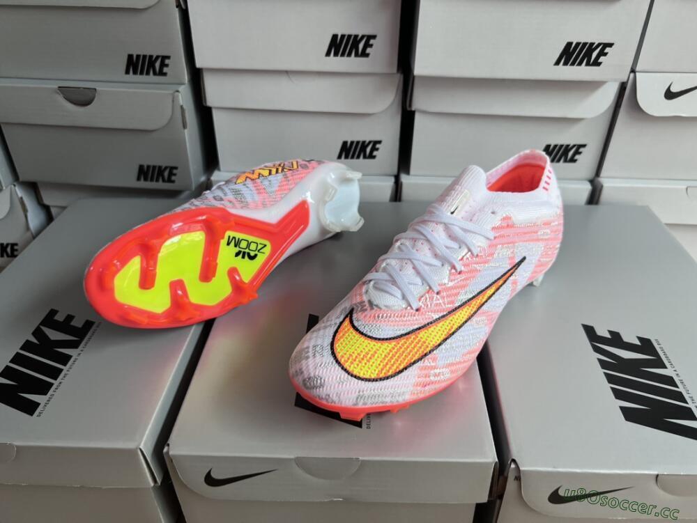 Unisex Nike Air Zoom Mercurial Vapor 15 Elite FG Firm Ground Low-Tops Football Boots - White/Orange/Sliver