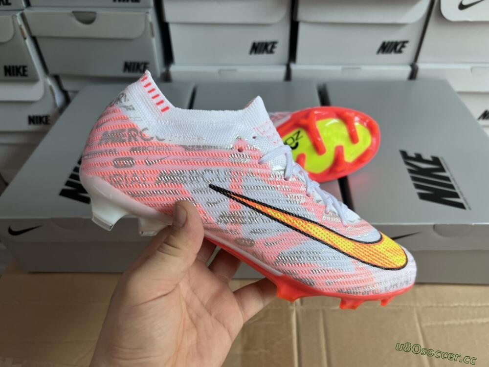 Unisex Nike Air Zoom Mercurial Vapor 15 Elite FG Firm Ground Low-Tops Football Boots - White/Orange/Sliver