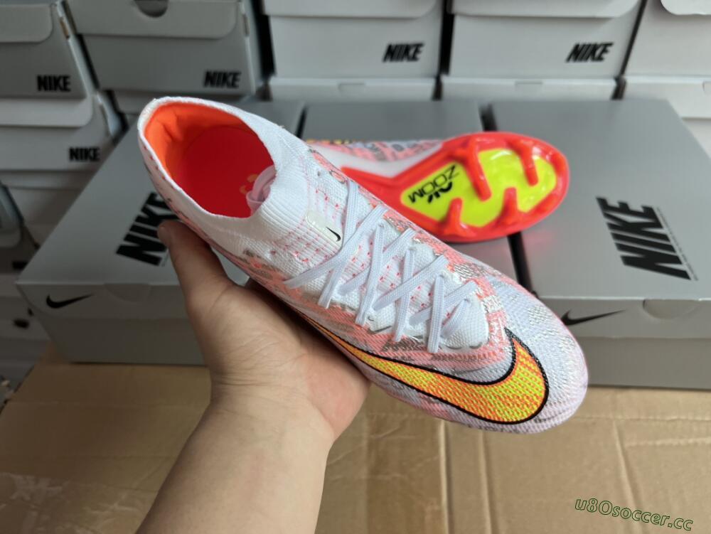 Unisex Nike Air Zoom Mercurial Vapor 15 Elite FG Firm Ground Low-Tops Football Boots - White/Orange/Sliver