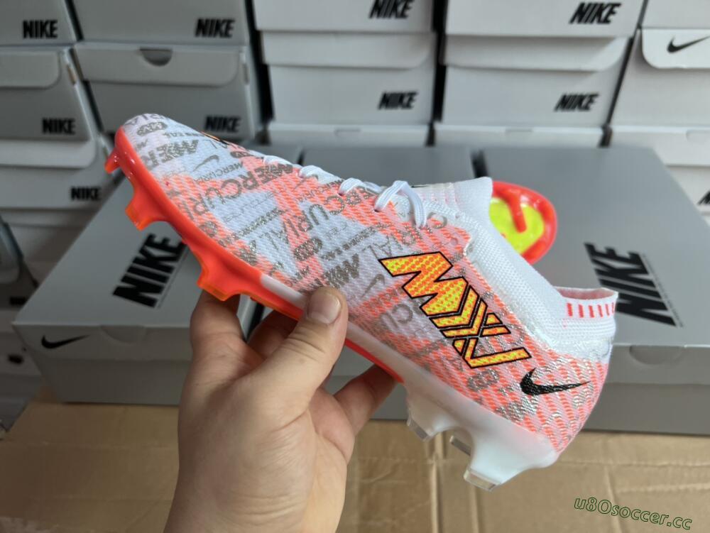 Unisex Nike Air Zoom Mercurial Vapor 15 Elite FG Firm Ground Low-Tops Football Boots - White/Orange/Sliver