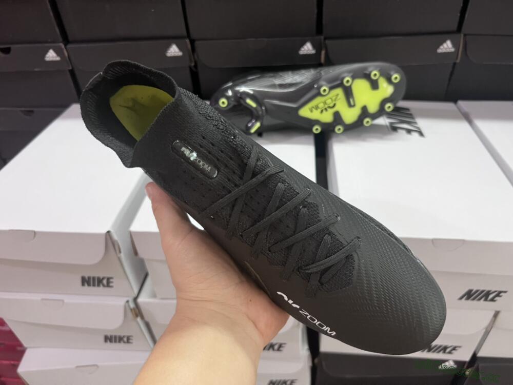 Men's Nike Air Zoom Mercurial Superfly 9 Elite AG Artificial Grass High-Tops Football Boots - Black/Green