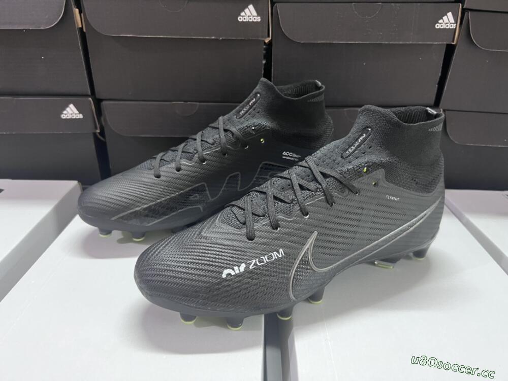 Men's Nike Air Zoom Mercurial Superfly 9 Elite AG Artificial Grass High-Tops Football Boots - Black/Green