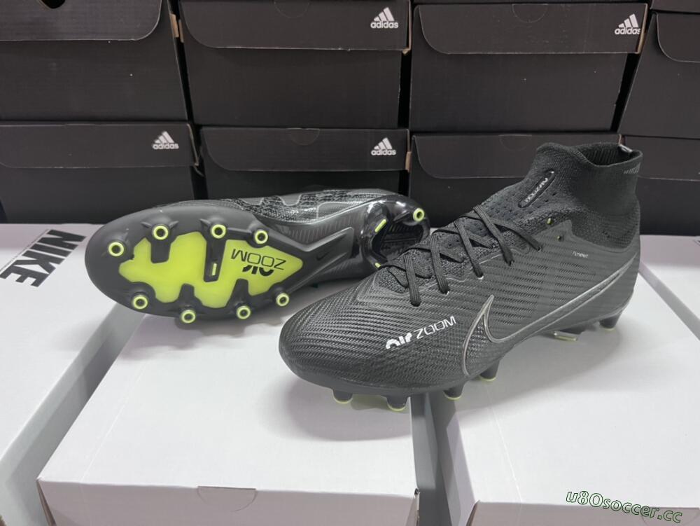 Men's Nike Air Zoom Mercurial Superfly 9 Elite AG Artificial Grass High-Tops Football Boots - Black/Green