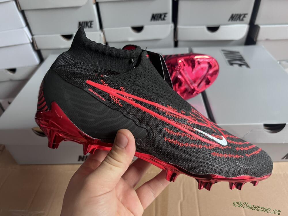 Men's Nike Phantom GX Elite DF Link FG Firm Ground High-Tops Football Boots - Black/Red/White