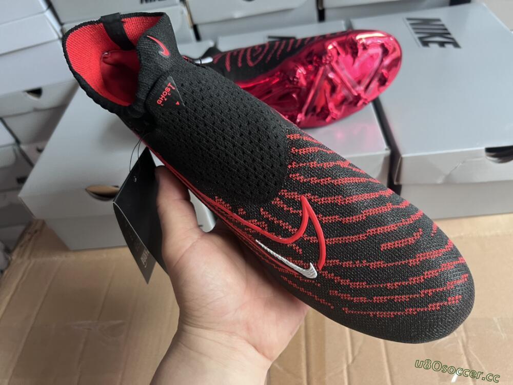 Men's Nike Phantom GX Elite DF Link FG Firm Ground High-Tops Football Boots - Black/Red/White