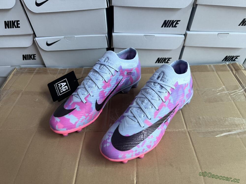 Unisex Nike Air Zoom Mercurial Vapor 15 Elite AG Artificial Grass Low-Tops Football Boots - Blue/Purple/Pink