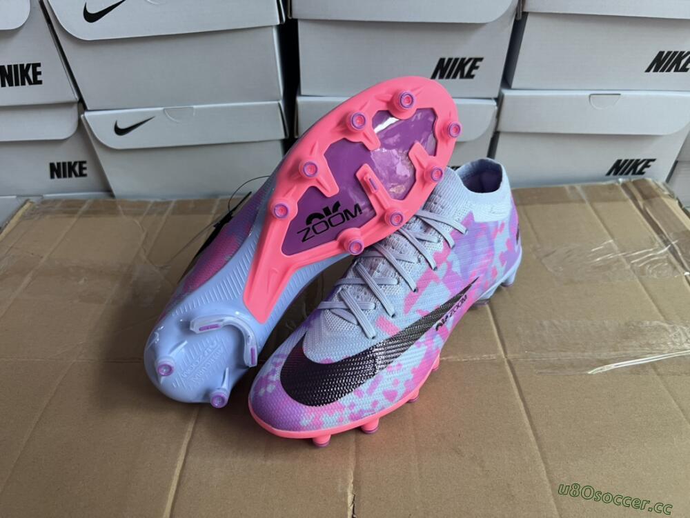 Unisex Nike Air Zoom Mercurial Vapor 15 Elite AG Artificial Grass Low-Tops Football Boots - Blue/Purple/Pink