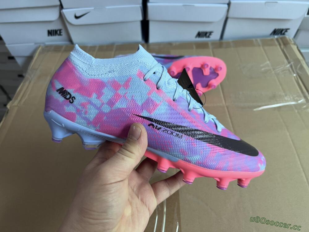 Unisex Nike Air Zoom Mercurial Vapor 15 Elite AG Artificial Grass Low-Tops Football Boots - Blue/Purple/Pink