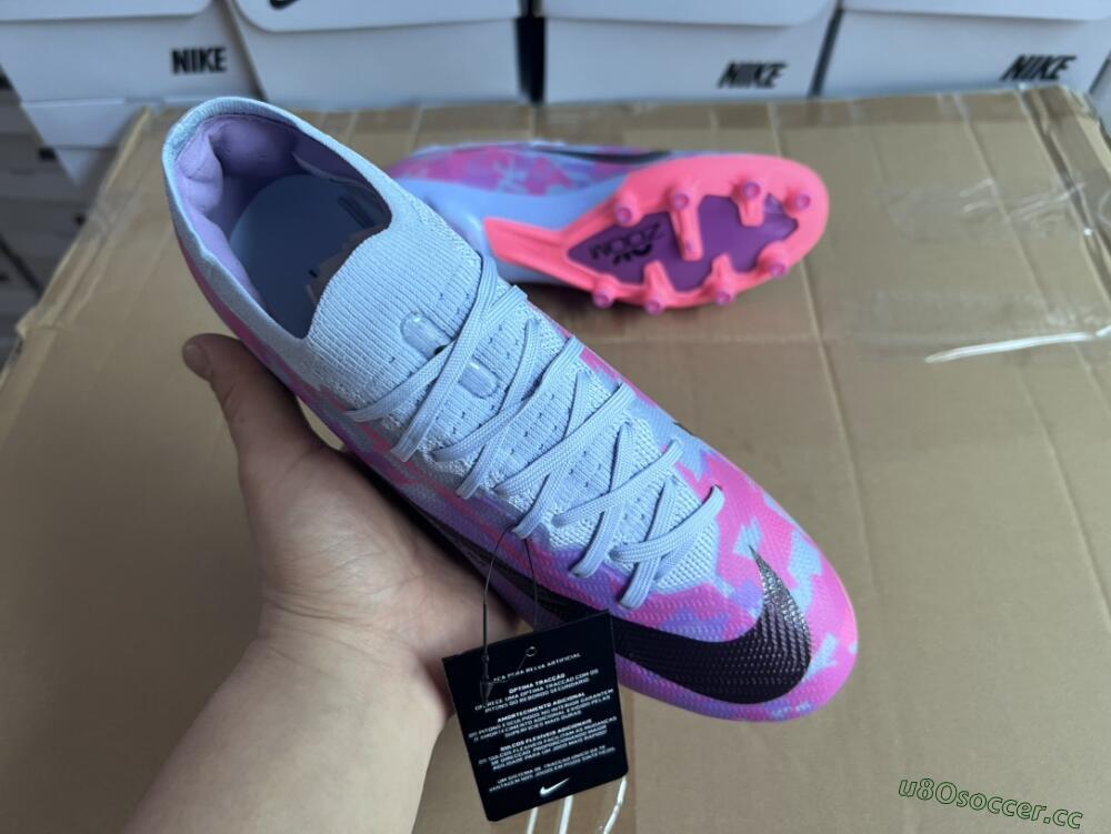 Unisex Nike Air Zoom Mercurial Vapor 15 Elite AG Artificial Grass Low-Tops Football Boots - Blue/Purple/Pink