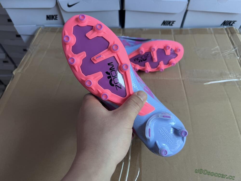 Unisex Nike Air Zoom Mercurial Vapor 15 Elite AG Artificial Grass Low-Tops Football Boots - Blue/Purple/Pink