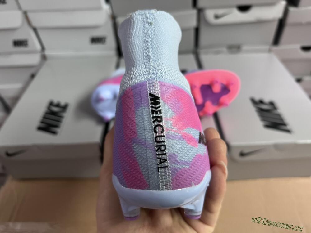 Unisex Nike Air Zoom Mercurial Superfly 9 Elite AG Artificial Grass High-Tops Football Boots - Blue/Purple/Pink