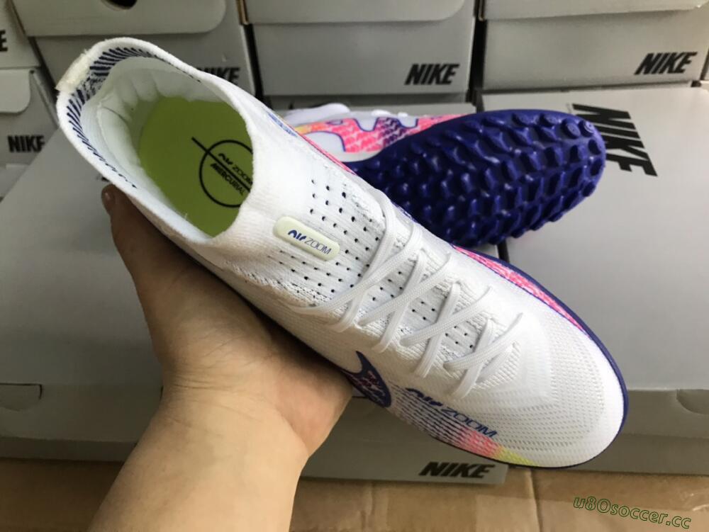 Men's Nike Air Zoom Mercurial Superfly 9 Elite TF Artificial Turf High-Tops Football Shoes - White/Blue/Pink