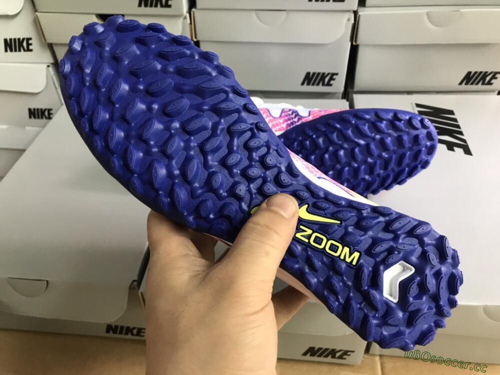 Men's Nike Air Zoom Mercurial Superfly 9 Elite TF Artificial Turf High-Tops Football Shoes - White/Blue/Pink