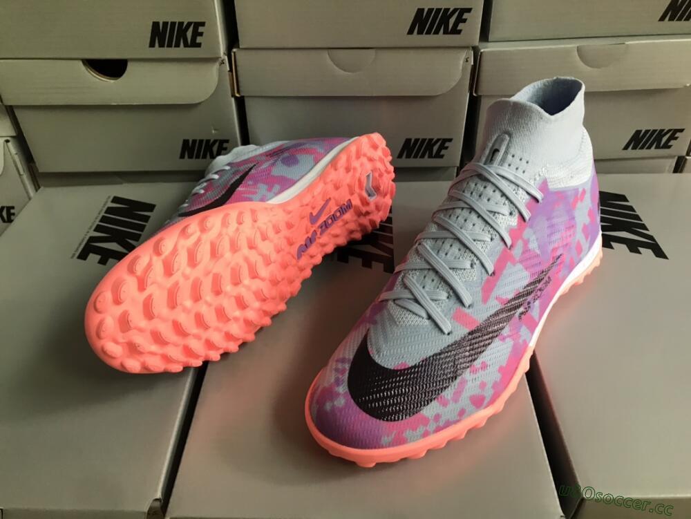 Men's Nike Air Zoom Mercurial Superfly 9 Elite TF Artificial Turf High-Tops Football Shoes - Blue/Purple/Red
