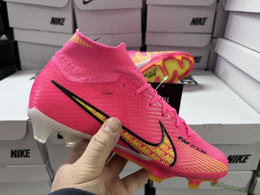 Men's Nike Air Zoom Mercurial Superfly 9 Elite FG Firm Ground High-Tops Football Boots - Red/Black/Yellow