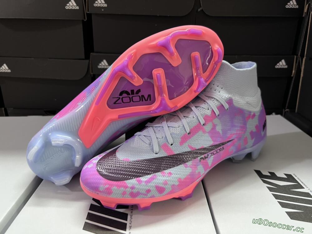 Unisex Nike Air Zoom Mercurial Superfly 9 Elite FG Firm Ground High-Tops Football Boots - Blue/Purple/Pink