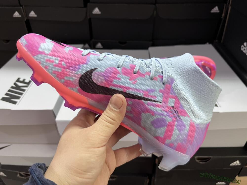 Unisex Nike Air Zoom Mercurial Superfly 9 Elite FG Firm Ground High-Tops Football Boots - Blue/Purple/Pink