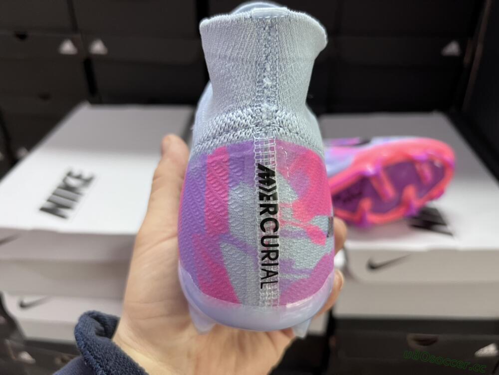 Unisex Nike Air Zoom Mercurial Superfly 9 Elite FG Firm Ground High-Tops Football Boots - Blue/Purple/Pink