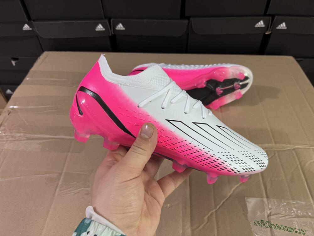 Men's Adidas X Speedportal.1 FG Firm Ground Low-Tops Football Boots - White/Pink/Black