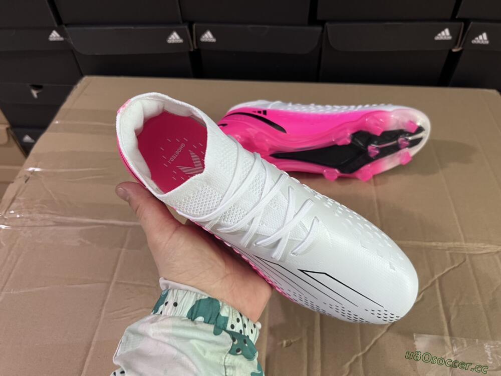 Men's Adidas X Speedportal.1 FG Firm Ground Low-Tops Football Boots - White/Pink/Black