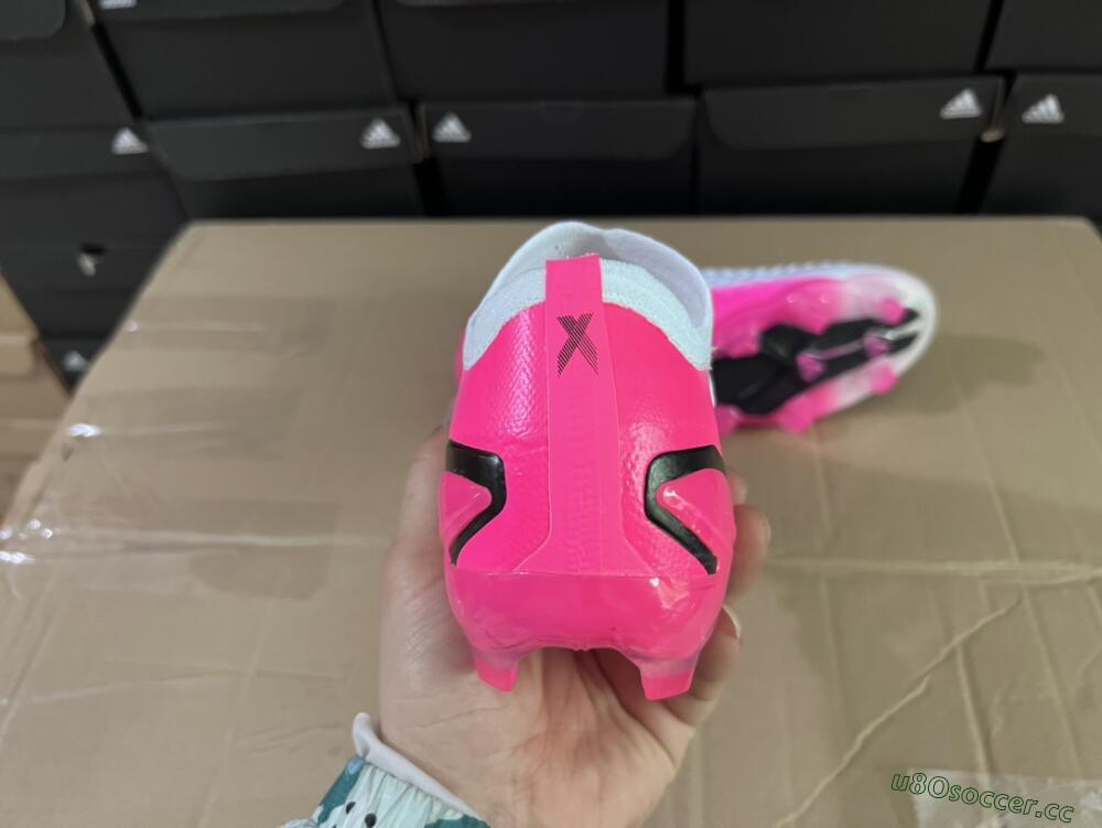 Men's Adidas X Speedportal.1 FG Firm Ground Low-Tops Football Boots - White/Pink/Black
