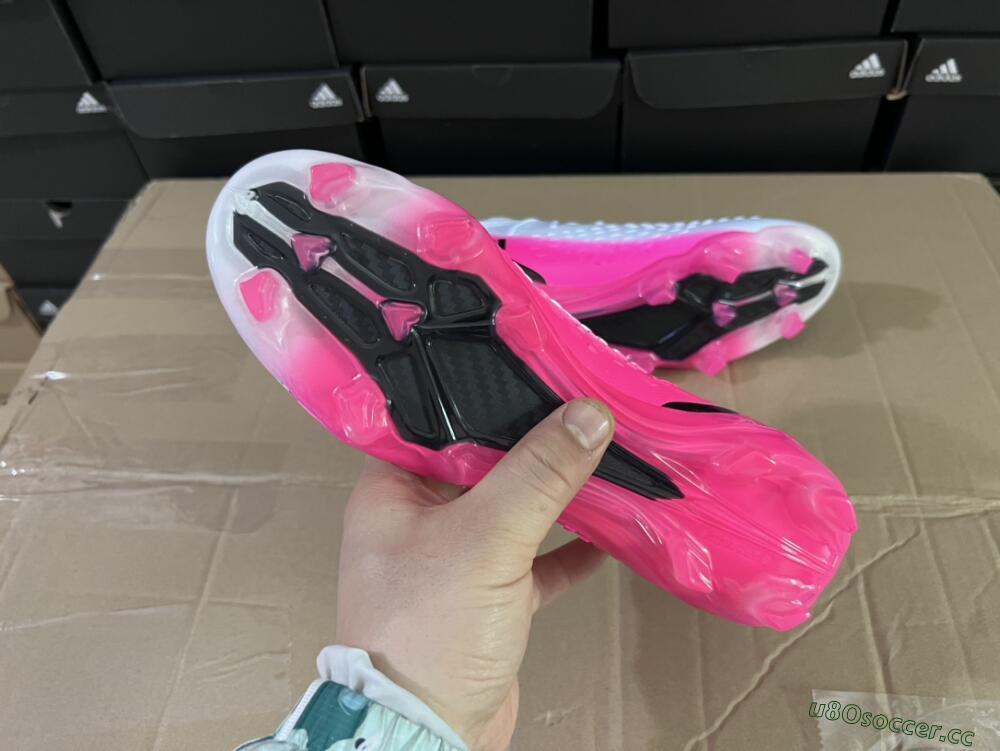 Men's Adidas X Speedportal.1 FG Firm Ground Low-Tops Football Boots - White/Pink/Black