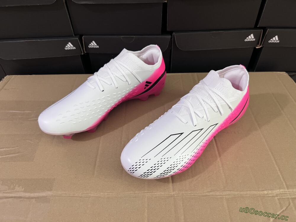 Men's Adidas X Speedportal.1 FG Firm Ground Low-Tops Football Boots - White/Pink/Black