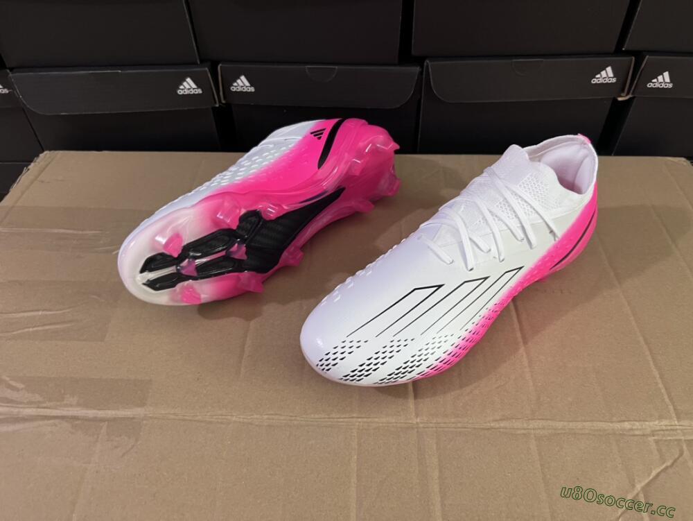Men's Adidas X Speedportal.1 FG Firm Ground Low-Tops Football Boots - White/Pink/Black