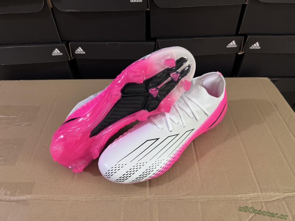 Men's Adidas X Speedportal.1 FG Firm Ground Low-Tops Football Boots - White/Pink/Black