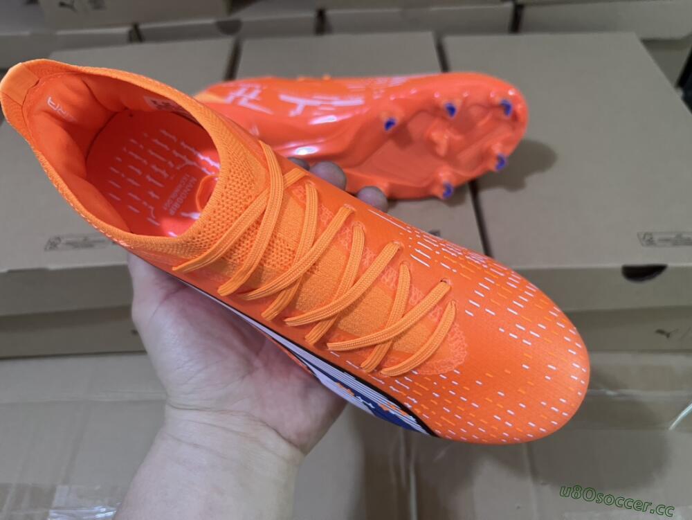 Men's Puma Ultra Ultimate FG Firm Ground Low-Tops Football Boots - Orange/White/Blue