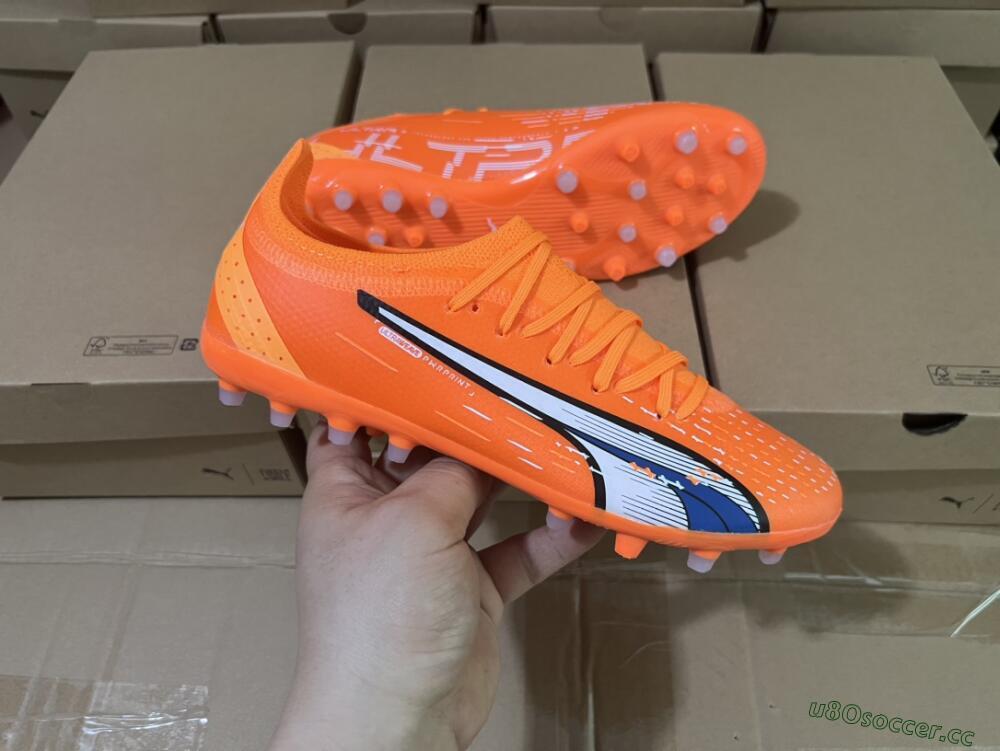 Men's Puma Ultra Ultimate MG MG Multi Ground Low-Tops Football Boots - Orange/White/Blue