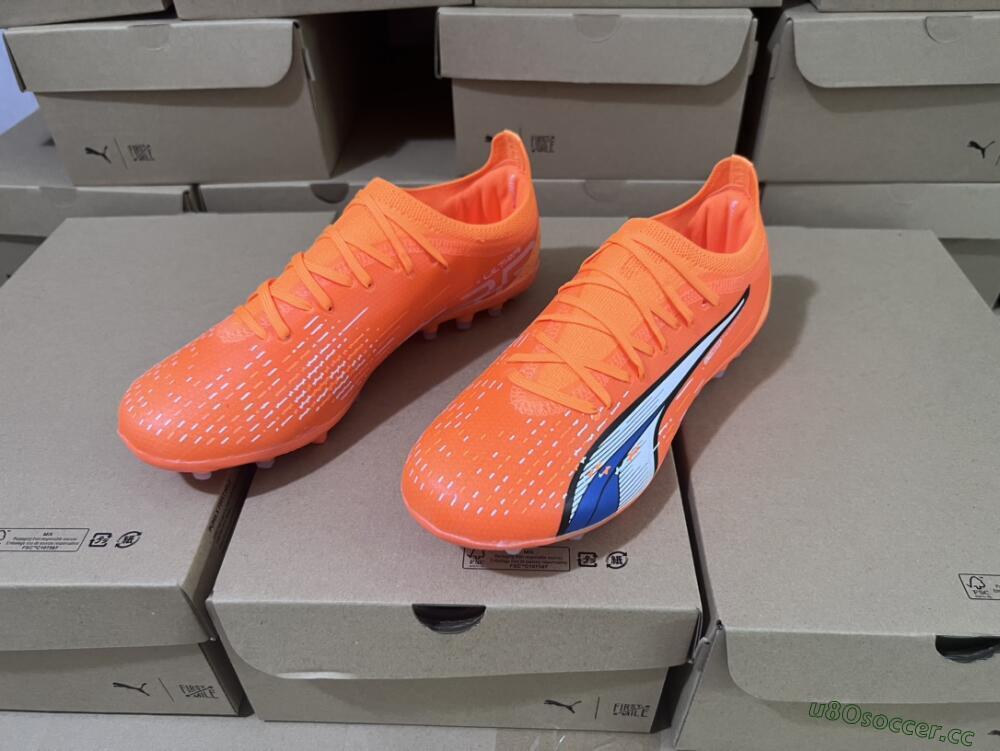 Men's Puma Ultra Ultimate MG MG Multi Ground Low-Tops Football Boots - Orange/White/Blue