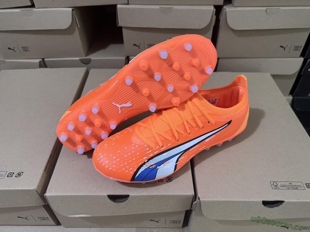 Men's Puma Ultra Ultimate MG MG Multi Ground Low-Tops Football Boots - Orange/White/Blue