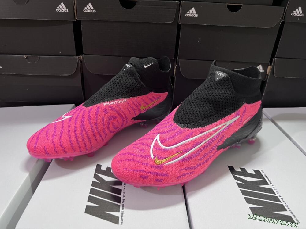 Men's Nike Phantom GX Elite DF Link FG Firm Ground High-Tops Football Boots - Pink/Black