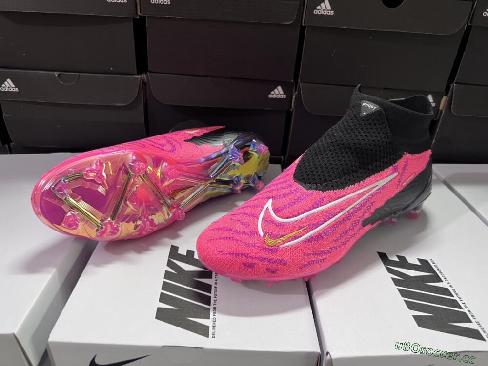 Men's Nike Phantom GX Elite DF Link FG Firm Ground High-Tops Football Boots - Pink/Black