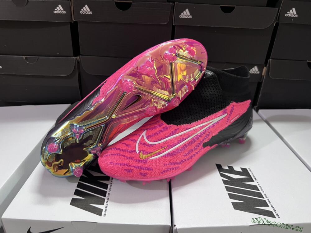 Men's Nike Phantom GX Elite DF Link FG Firm Ground High-Tops Football Boots - Pink/Black