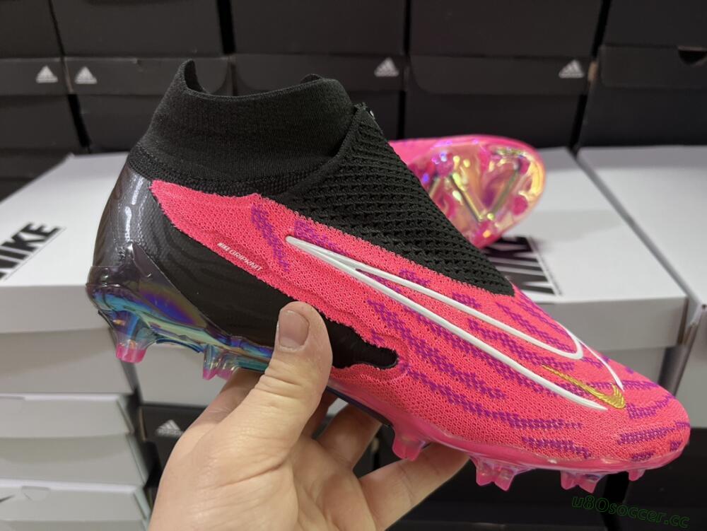 Men's Nike Phantom GX Elite DF Link FG Firm Ground High-Tops Football Boots - Pink/Black