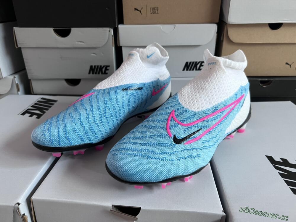 Men's Nike Phantom GX Elite DF FG Firm Ground High-Tops Football Boots - Blue/White/Pink