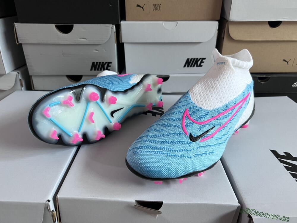 Men's Nike Phantom GX Elite DF FG Firm Ground High-Tops Football Boots - Blue/White/Pink