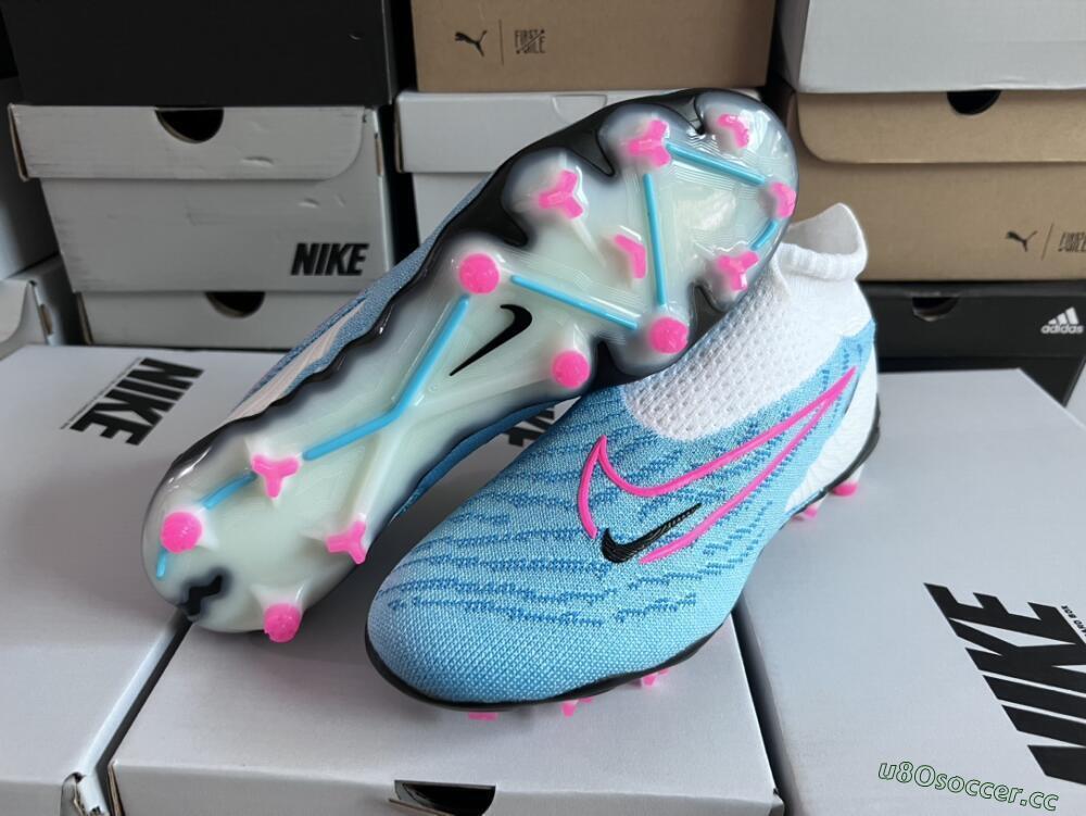 Men's Nike Phantom GX Elite DF FG Firm Ground High-Tops Football Boots - Blue/White/Pink