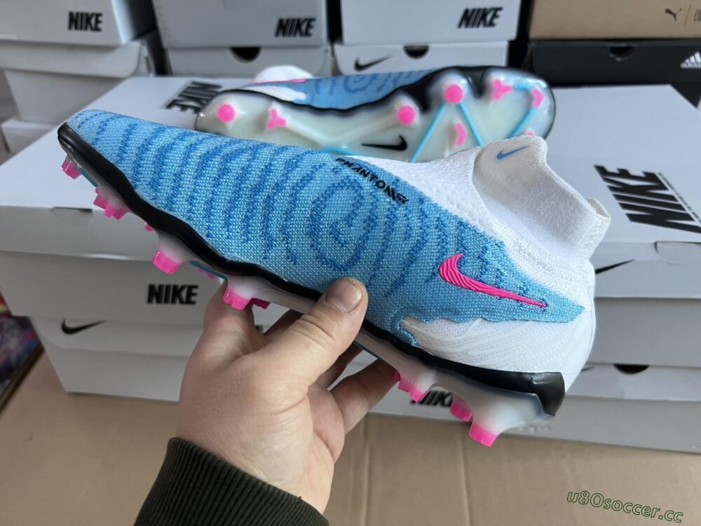 Men's Nike Phantom GX Elite DF FG Firm Ground High-Tops Football Boots - Blue/White/Pink