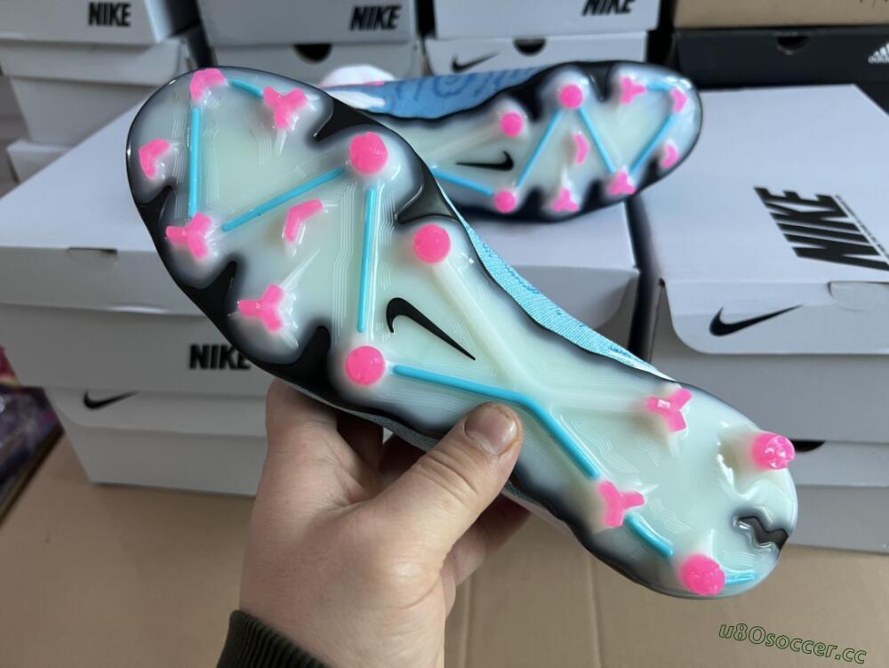 Men's Nike Phantom GX Elite DF FG Firm Ground High-Tops Football Boots - Blue/White/Pink