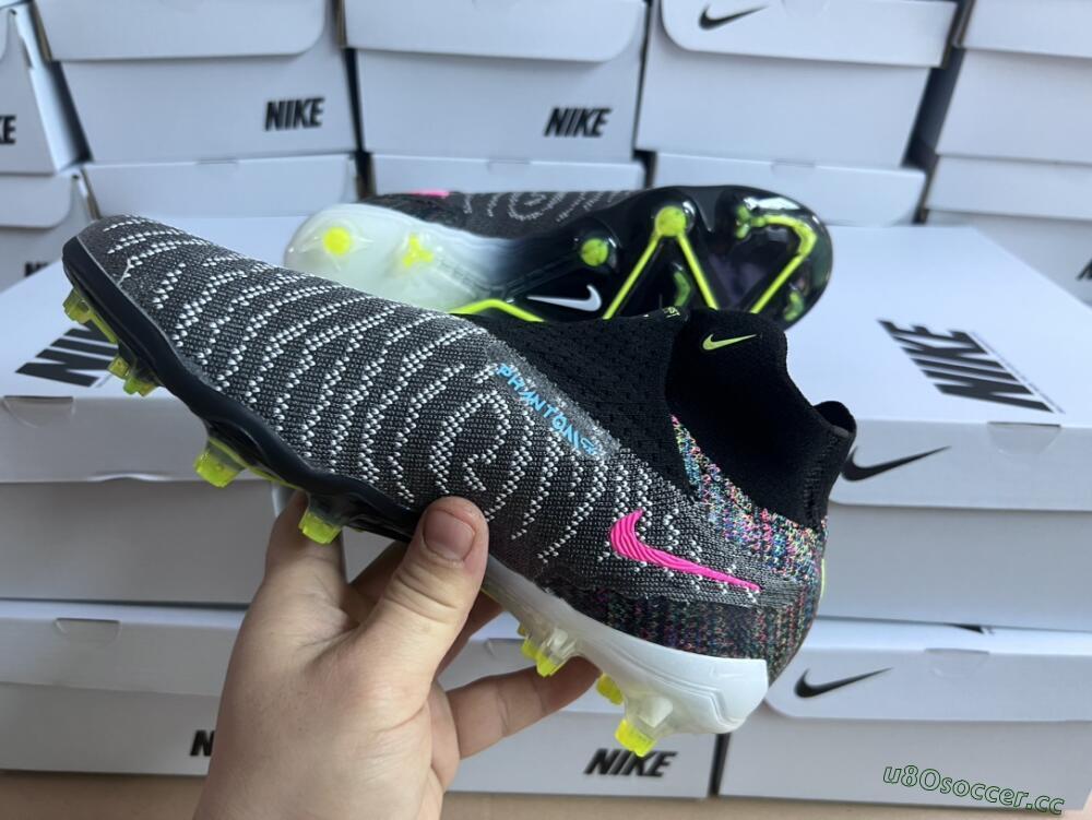Men's Nike Phantom GX Elite DF FG Firm Ground High-Tops Football Boots - Black/Rainbow