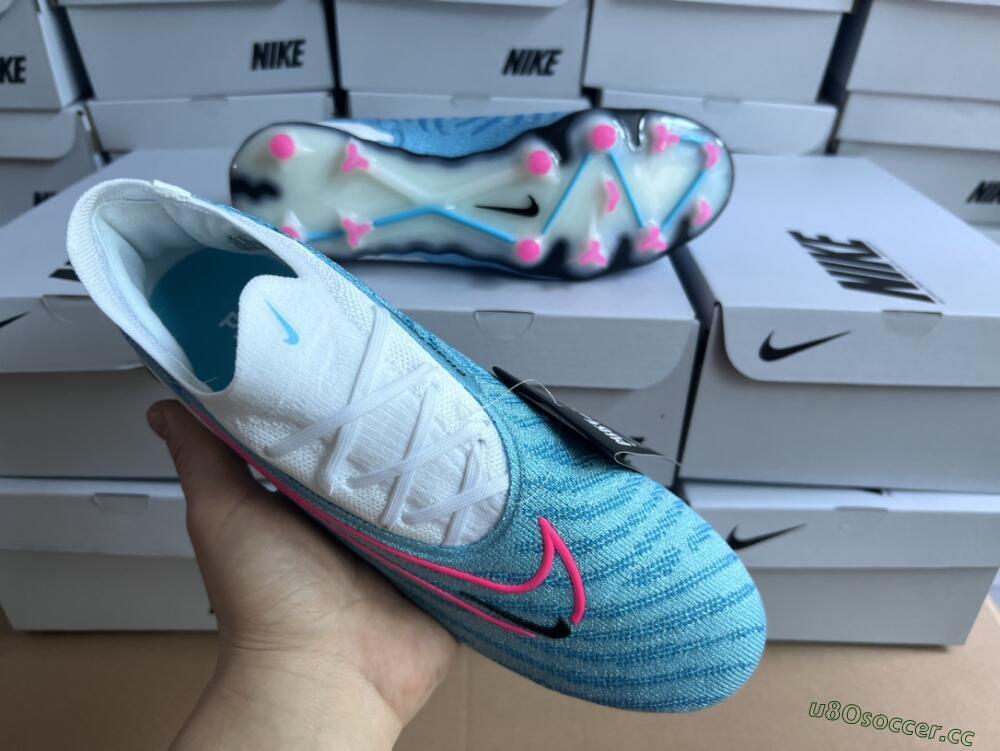 Men's Nike Phantom GX Elite FG Firm Ground Low-Tops Football Boots - Blue/White/Pink