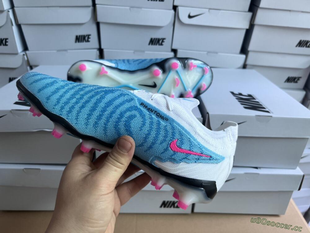 Men's Nike Phantom GX Elite FG Firm Ground Low-Tops Football Boots - Blue/White/Pink