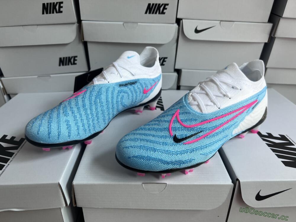 Men's Nike Phantom GX Elite FG Firm Ground Low-Tops Football Boots - Blue/White/Pink