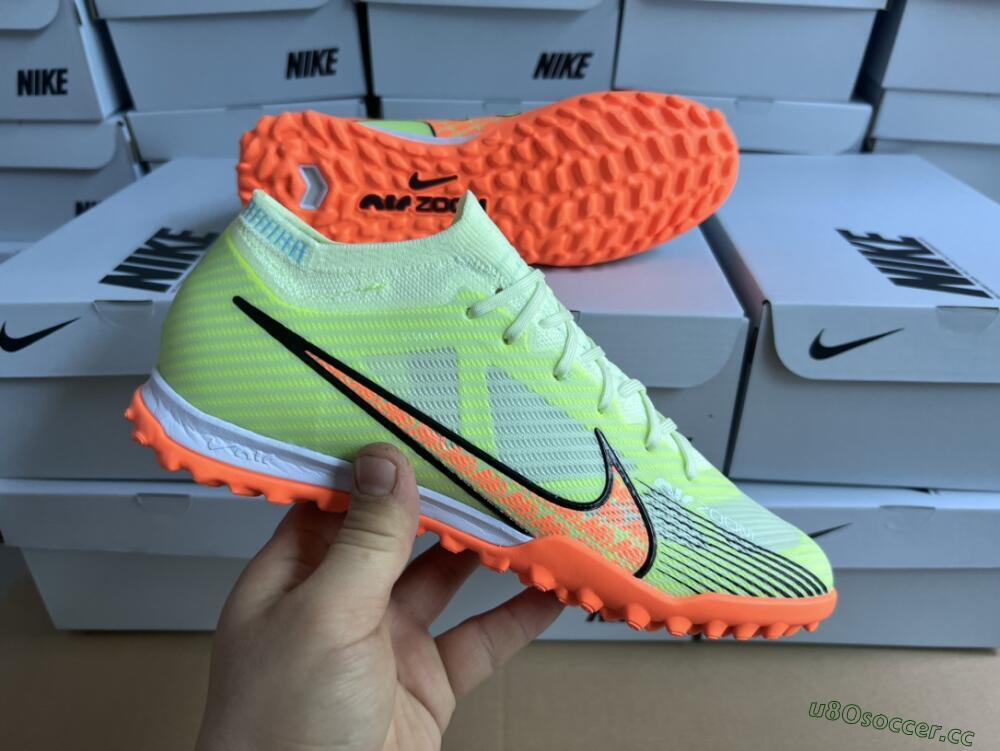 Unisex Nike Air Zoom Mercurial Vapor 15 Elite TF Artificial Turf Low-Tops Football Shoes - Green/Black/Orange