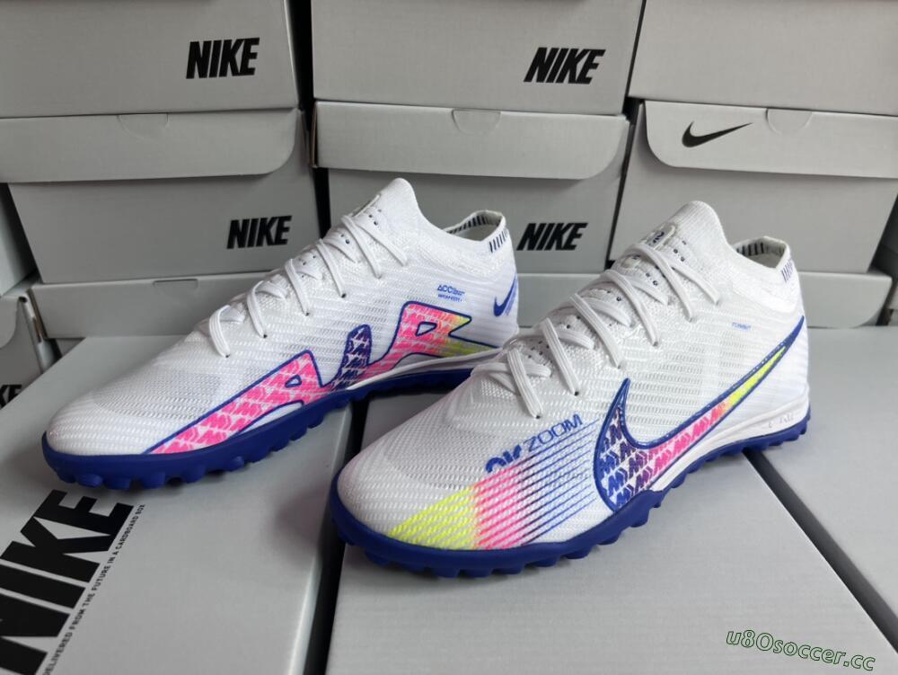 Men's Nike Air Zoom Mercurial Vapor 15 Elite TF Artificial Turf Low-Tops Football Shoes - White/Blue/Pink