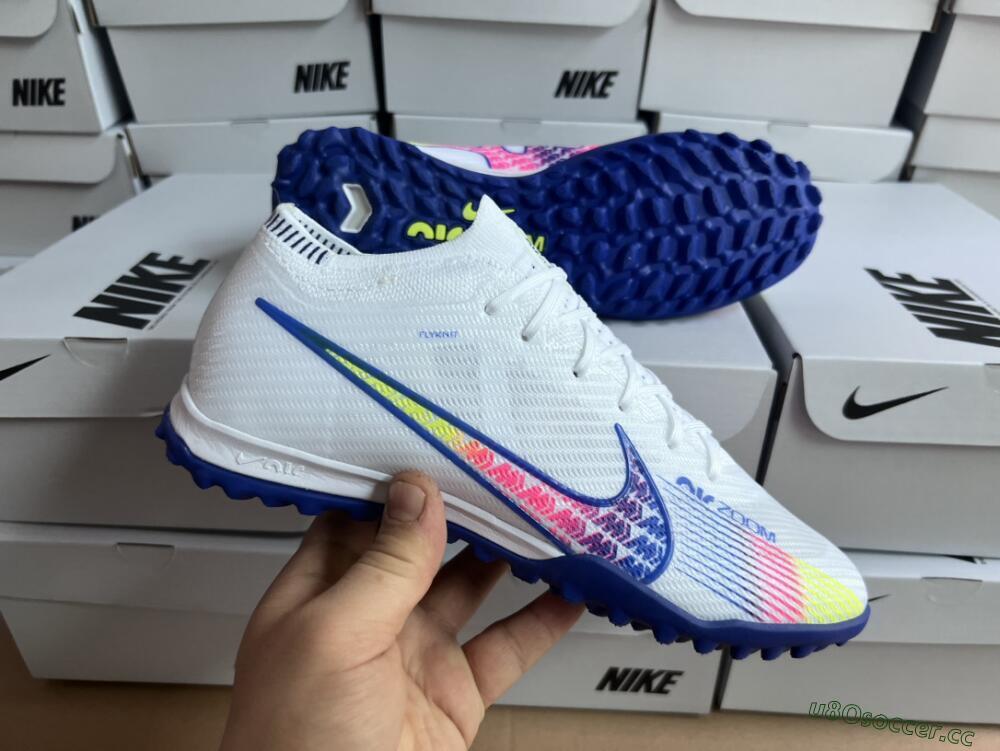 Men's Nike Air Zoom Mercurial Vapor 15 Elite TF Artificial Turf Low-Tops Football Shoes - White/Blue/Pink
